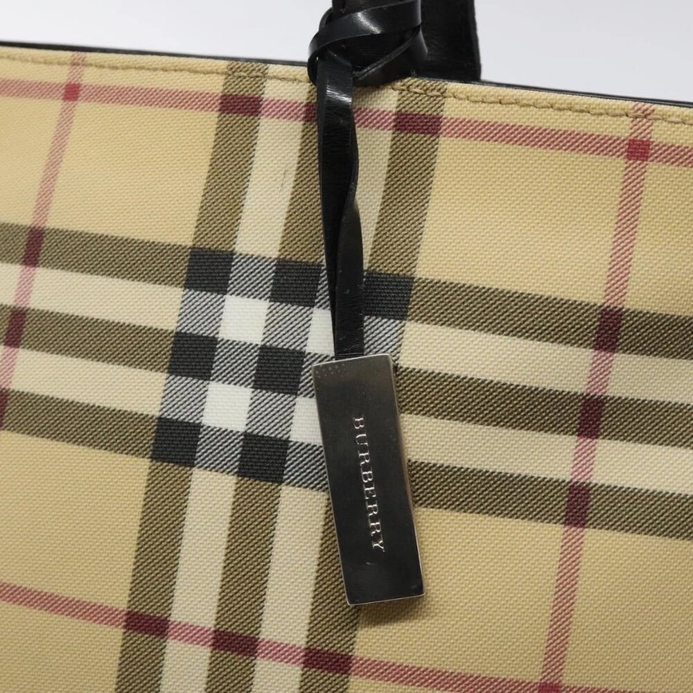 BURBERRY Nova Check Hand Bag PVC Beige Auth 120970 - Picture 6 of 16